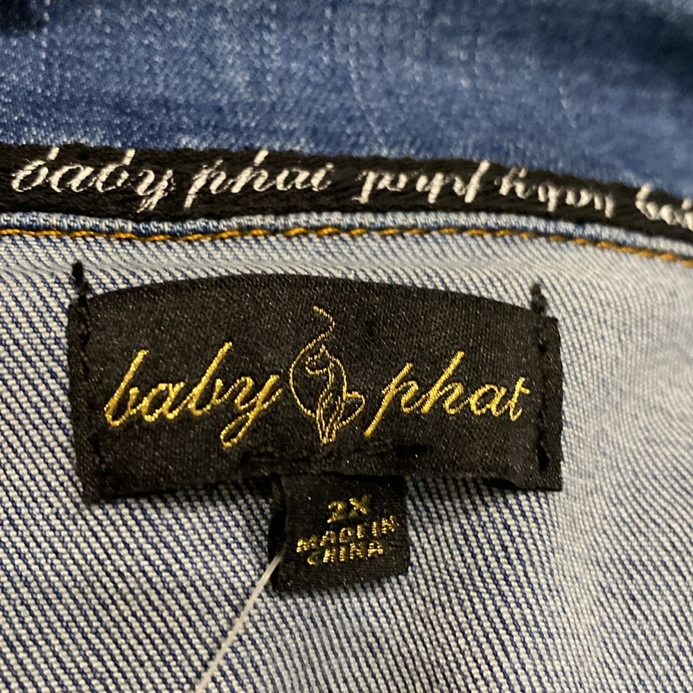 NWT Baby Phat Long Sleeve Denim Dress Gold Hardware with Stretch |Size 2X - Picture 17 of 17